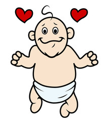 Happy Cartoon Baby in Love
