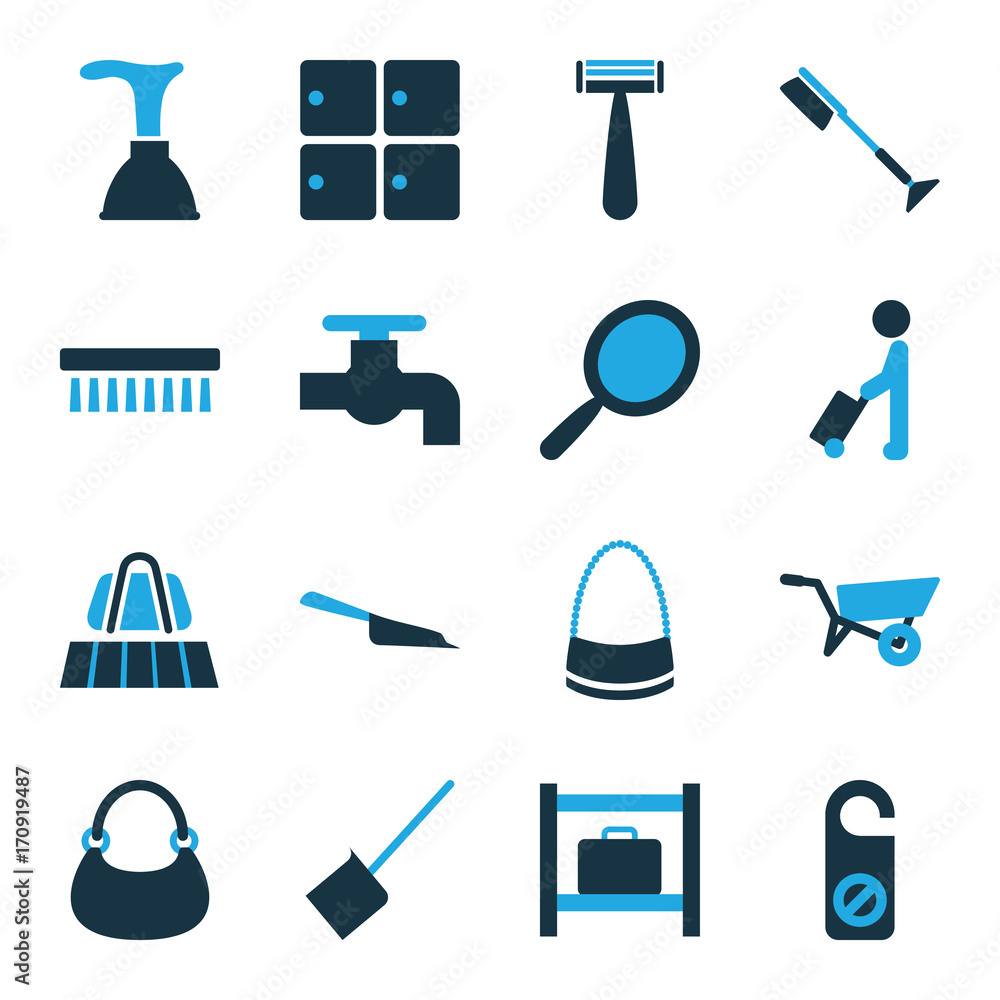 Poster set of 16 handle bi-color icons