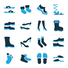 Set of 16 foot bi-color icons