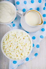 Cottage cheese, sour cream and milk
