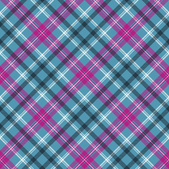 Blue pink check plaid seamless pattern