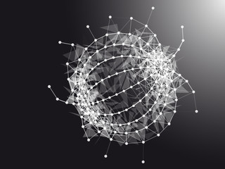 Abstract deformed mesh 3d sphere. Futuristic technology concept .