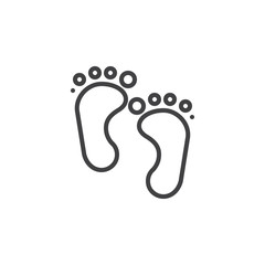 Baby feet line icon, outline vector sign, linear style pictogram isolated on white. Symbol, logo illustration. Editable stroke