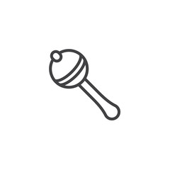 Rattle toy line icon, outline vector sign, linear style pictogram isolated on white. Symbol, logo illustration. Editable stroke