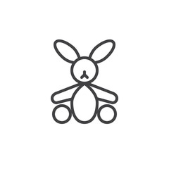 Stuffed bunny line icon, outline vector sign, linear style pictogram isolated on white. Easter symbol, logo illustration. Editable stroke