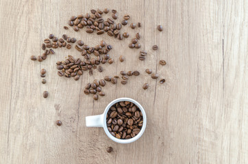 Coffee on wooden table