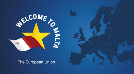 Welcome to Malta EU map banner logo icon