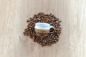 Coffee on wooden table