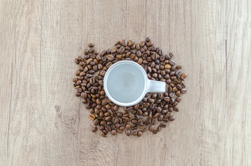 Coffee on wooden table