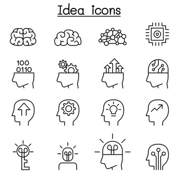 Idea & Creative icon set in thin line style