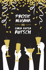 Prosit Neujahr Gru&szlig;karte Silvester dunkel