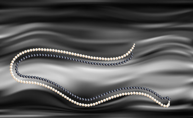 Necklace with pink and black pearls and stars romantic