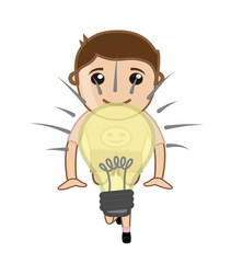 Happy Kid Playing with Bulb Vector