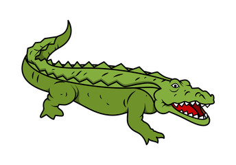Cartoon Scary Crocodile - handmade clip-art vector 