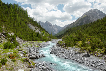 Swiss Alps and Nature Landscape during a hiking day in Summer in Engadin