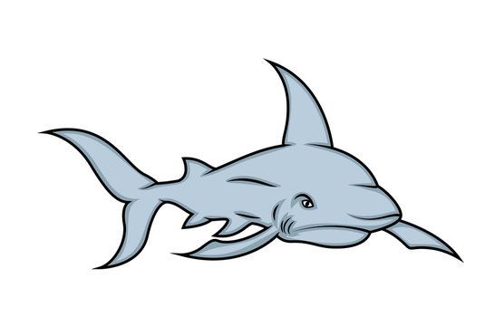 Angry Shark Mascot - handmade clip-art vector 