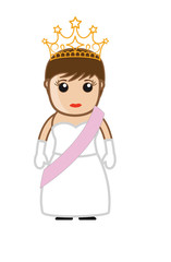 Beautiful Fashion Girl with Golden Crown Vector queen