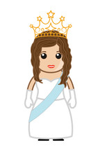 Beautiful Fashionable Cartoon Girl with Golden Crown win beauty contest