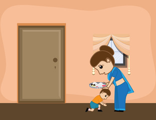 Small Boy Taking Blessings to His Mother