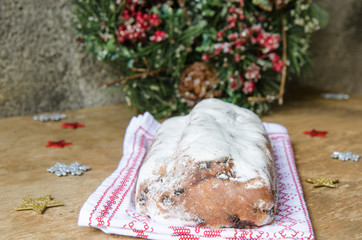 Stollen, traditional Christmas cake of Germany.