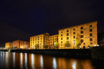 Albert Dock, Liverpool, England at Night