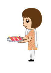 Indian Lady Celebrating Traditional Diwali Festival