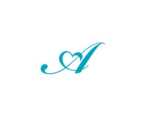 Letter A and heart shape Logo Icon 1