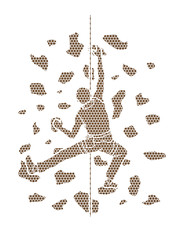 Man climbing on the wall , Hiking indoor designed using geometric pattern graphic vector.