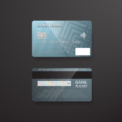 Illustration of Photorealistic Vector Credit Card on Dark Background