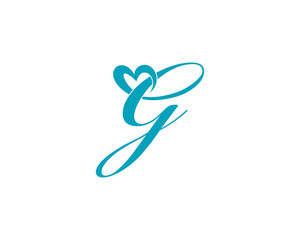 Letter G and heart shape Logo Icon 1