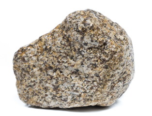 Single natural stone on white background