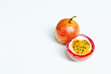 Passion fruits on white background