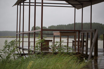 Fototapeta premium Wooden pier after the rain