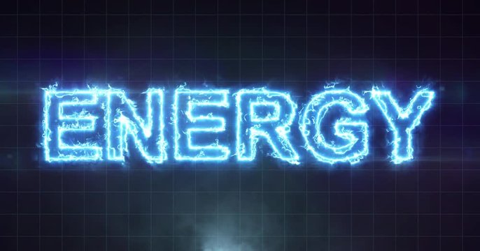 Electric lightning Energy word on black background in 4k