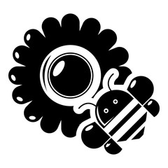 Bee flower icon , simple style