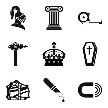 Ancient war icons set, simple style