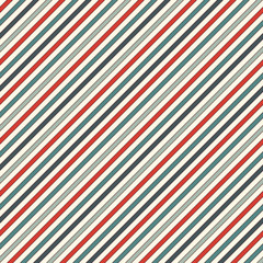 Retro colors diagonal stripes abstract background. Thin slanting line wallpaper. Seamless pattern with classic motif.