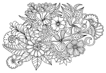 Flower pattern in black and white. Can use for print , coloring and card design