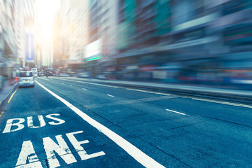 urban street with motion autos,hong kong,china,asia.