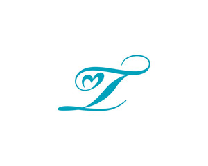 Letter T and heart shape Logo Icon 1