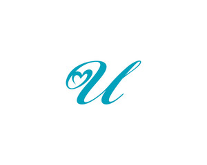 Letter U and heart shape Logo Icon 1