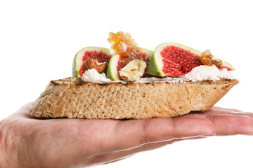 Toasts with figs. Isolated