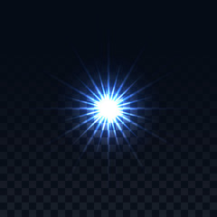 Star on a transparent background.Vector glowing effect.Abstract image of lighting flare.