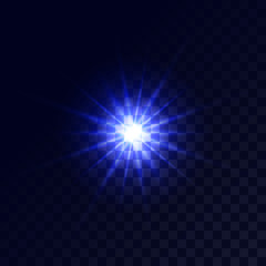 Christmas star. Glow light effect.