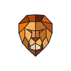 Head of a Lion. Logo template for business. Abstract head. Colorful polygonal style. Vector illustration.