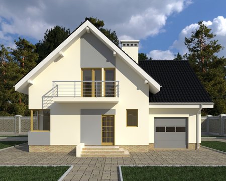 House Photorealistic Render 3D Illustration
