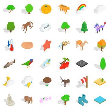 Zoo icons set, isometric style