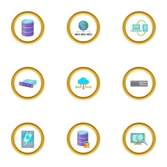 Copying data icons set, cartoon style