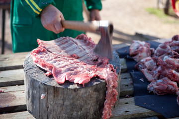 Cutting meat and bones