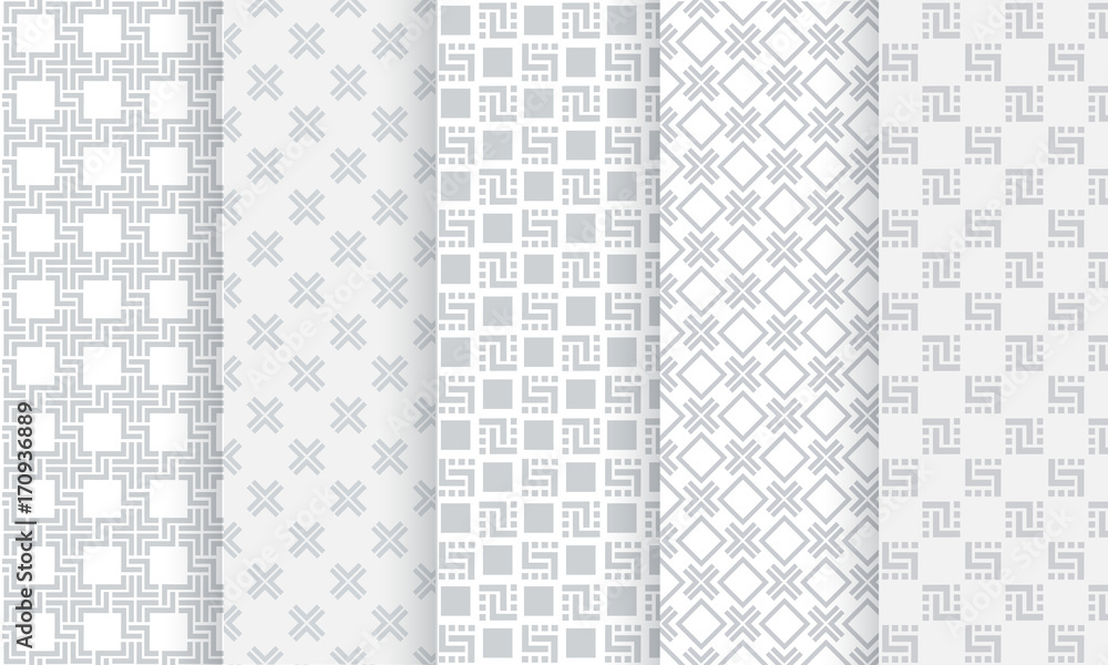 Poster geometric light grey seamless pattern background set